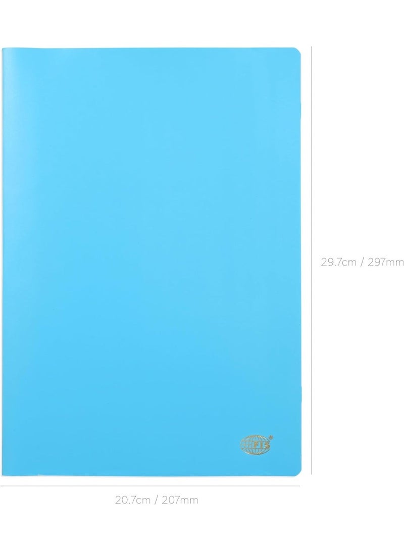 FIS® Notebook, Soft Cover PP Materials, Size A4(210x297mm), Plain White Paper, 80 Sheets, 160 Pages, 2 Round Edges, Packet of 5 Pieces, Neon Blue Color-FSNBA4PLPPNBL - Image 2